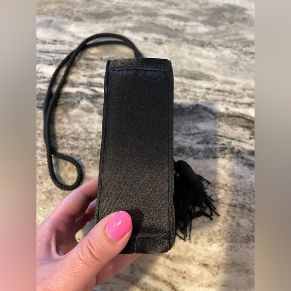 Jessica McClintock Black Satin Tassel Bag - Picture 3 of 7